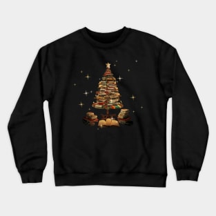 Christmas Library Tree Lights For Librarian And Book Lover Crewneck Sweatshirt